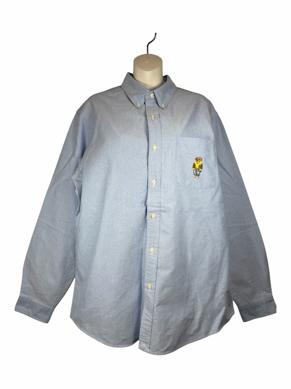 Polo Ralph Lauren Ling Sleeve Shirt Polo Bear Embroidered Oxford Blue Mens XL